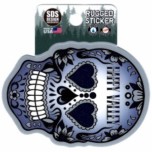 rugged sticker sugar skull with Happy Valley